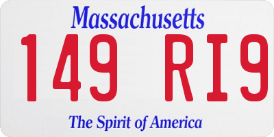 MA license plate 149RI9