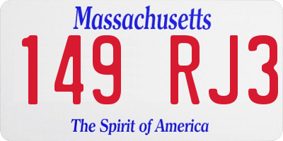 MA license plate 149RJ3