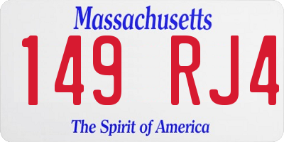 MA license plate 149RJ4