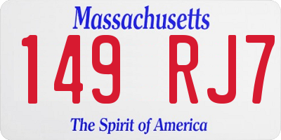 MA license plate 149RJ7