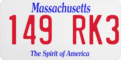 MA license plate 149RK3