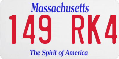 MA license plate 149RK4
