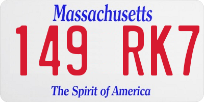 MA license plate 149RK7