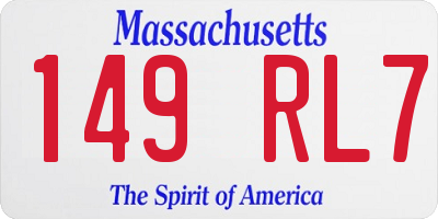 MA license plate 149RL7