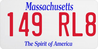 MA license plate 149RL8