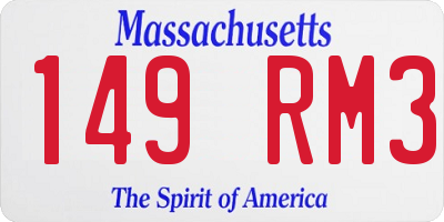 MA license plate 149RM3