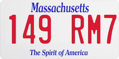 MA license plate 149RM7