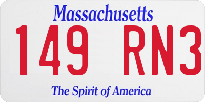 MA license plate 149RN3