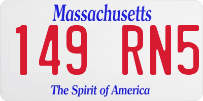MA license plate 149RN5