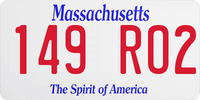 MA license plate 149RO2