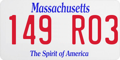 MA license plate 149RO3