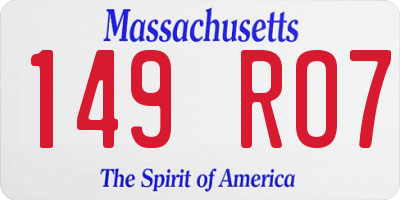 MA license plate 149RO7