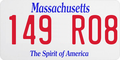 MA license plate 149RO8