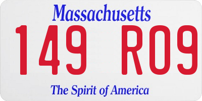 MA license plate 149RO9