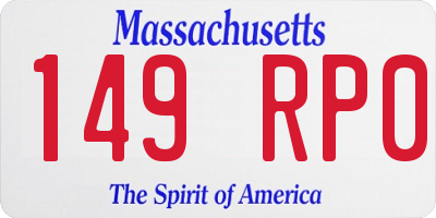 MA license plate 149RP0