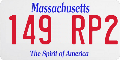 MA license plate 149RP2