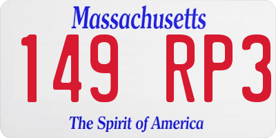 MA license plate 149RP3