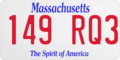MA license plate 149RQ3