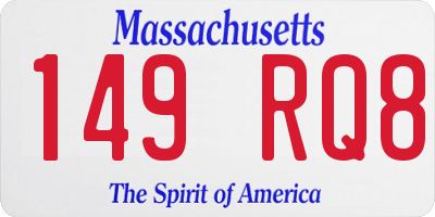 MA license plate 149RQ8