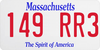 MA license plate 149RR3