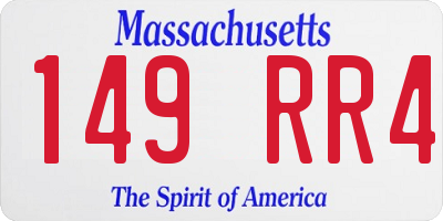MA license plate 149RR4