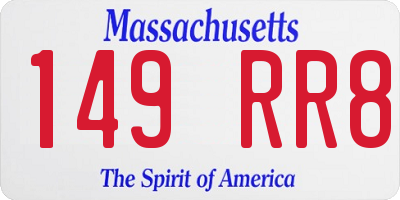 MA license plate 149RR8