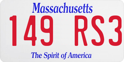 MA license plate 149RS3
