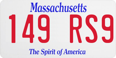 MA license plate 149RS9