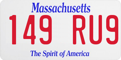 MA license plate 149RU9