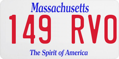 MA license plate 149RV0