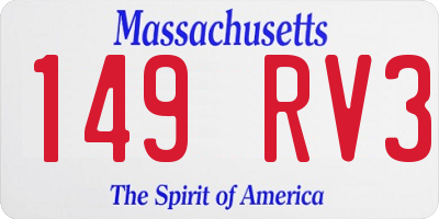 MA license plate 149RV3