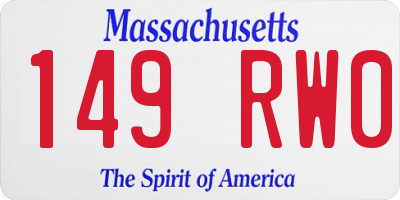 MA license plate 149RW0