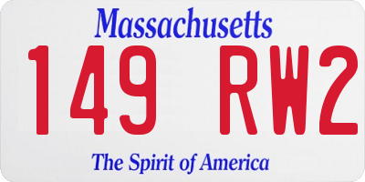 MA license plate 149RW2