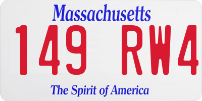 MA license plate 149RW4