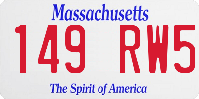 MA license plate 149RW5