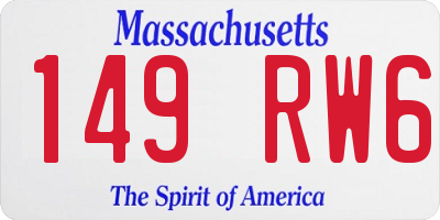 MA license plate 149RW6