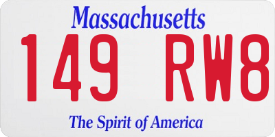 MA license plate 149RW8