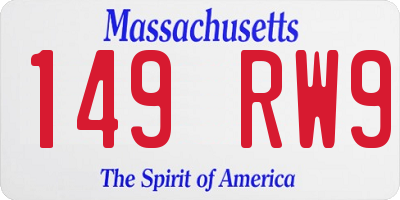 MA license plate 149RW9