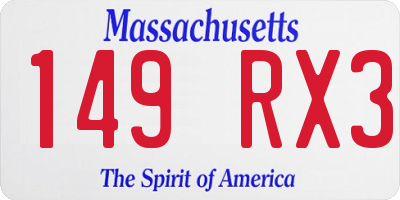 MA license plate 149RX3