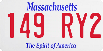 MA license plate 149RY2