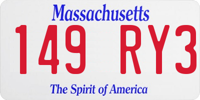 MA license plate 149RY3