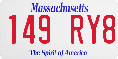 MA license plate 149RY8