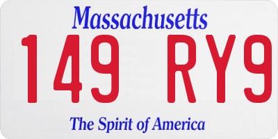 MA license plate 149RY9