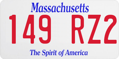 MA license plate 149RZ2