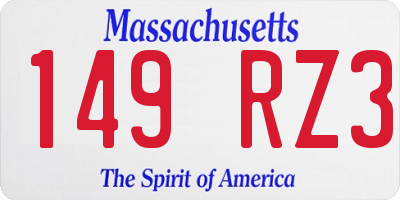 MA license plate 149RZ3