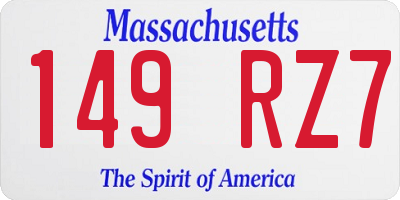 MA license plate 149RZ7