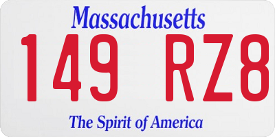 MA license plate 149RZ8