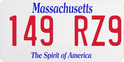 MA license plate 149RZ9