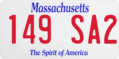 MA license plate 149SA2