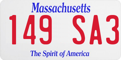 MA license plate 149SA3